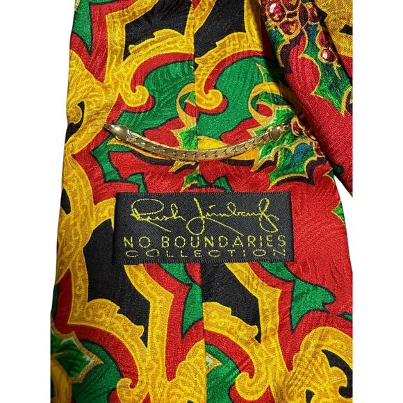 Rush Limbaugh No Boundaries Men's Necktie Silk Red Yellow Christmas Party Holly - Picture 4 of 5